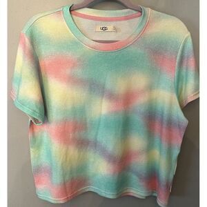Aniyah Sleepwear Ugg Rainbow Blend Short Sleeve Top‎ Size Medium EUC